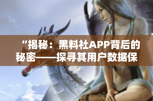 “揭秘：黑料社APP背后的秘密——探尋其用戶數(shù)據(jù)保護(hù)與隱私政策”